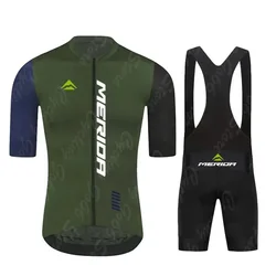 Short sleeve Jersey set Summer Merida Cycling Clothing Breathable Bike Shirt MTB Uniform Riding Bib Shorts Bicycle Sportswear
