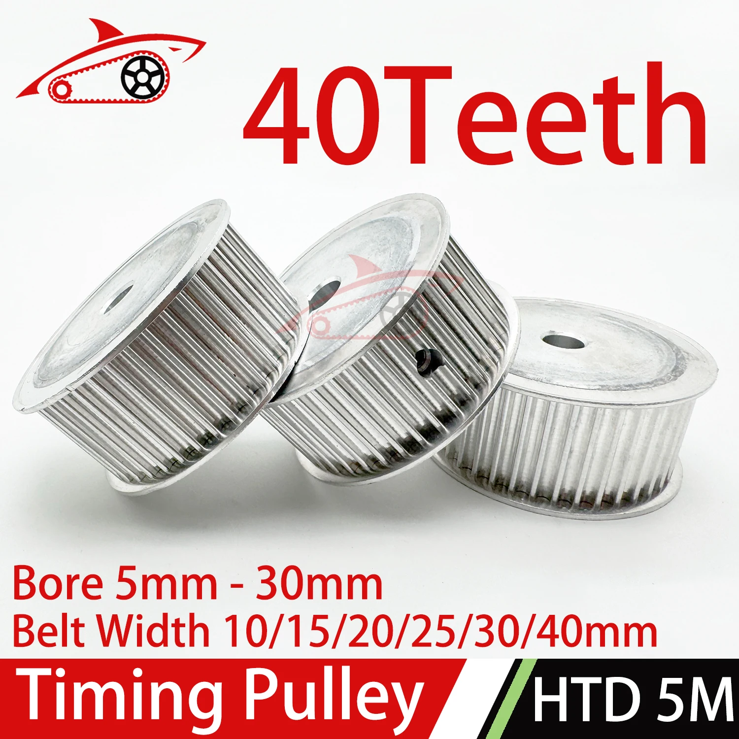 HTD 5M 40Teeth Synchronous Timing Pulley Bore 5mm to 30mm Belt Width 10/15/20/25/30/40mm 5M40 Teeth Pulley HTD5M 40T Belt Pulley