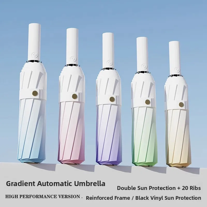 Automatic Gradient Sunshade Umbrella UV Protection Women's Fashionable Three-Fold Umbrella Sun Rain Combination Male Sunshade...