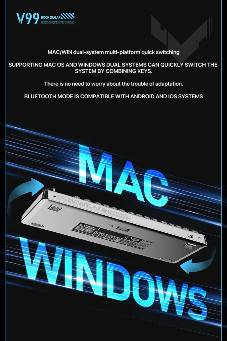 Foreward V99 Ice Candy Sweetheart Беспроводная прозрачная механическая клавиатура Индивидуальная Bluetooth RGB-клавиатура