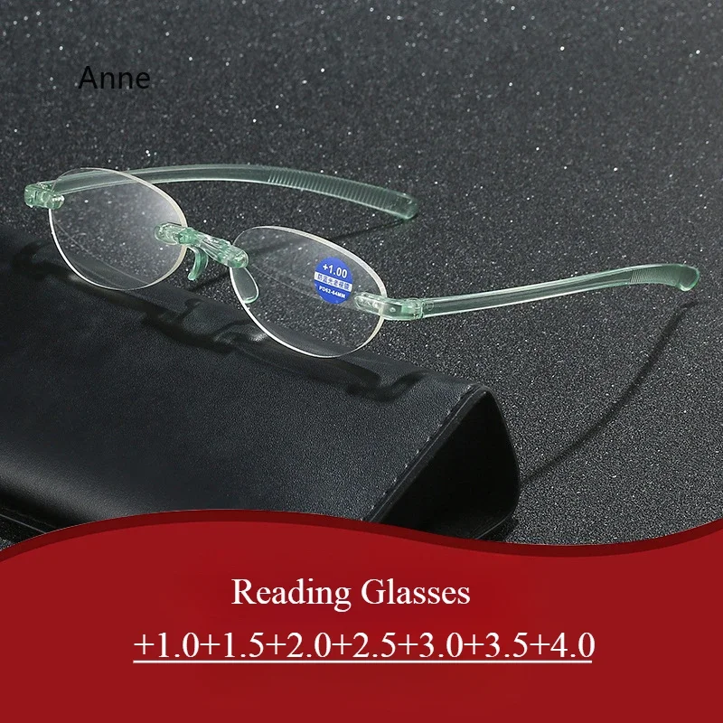 Flexible TR90 Women Reading Glasses Frameless Men Magnifier Blue Presbyopic Eyewear +1.0 +4.0 Eyeglasses Óculos Очки 안경