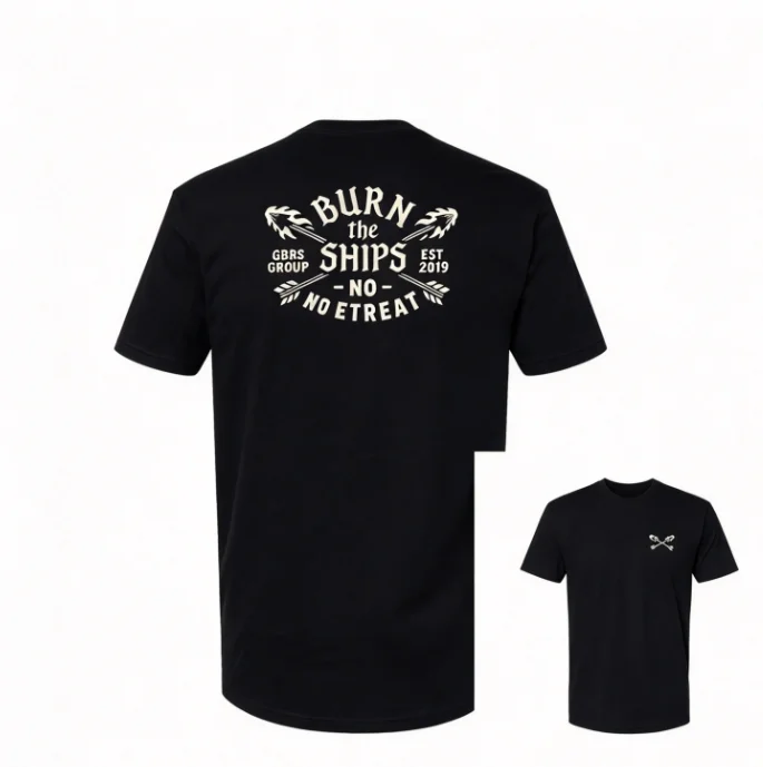 2026 new Men Crew Neck T Shirt Crossed Arrows Vintage Text Print Short Sleeve Outdoor Casual Tee