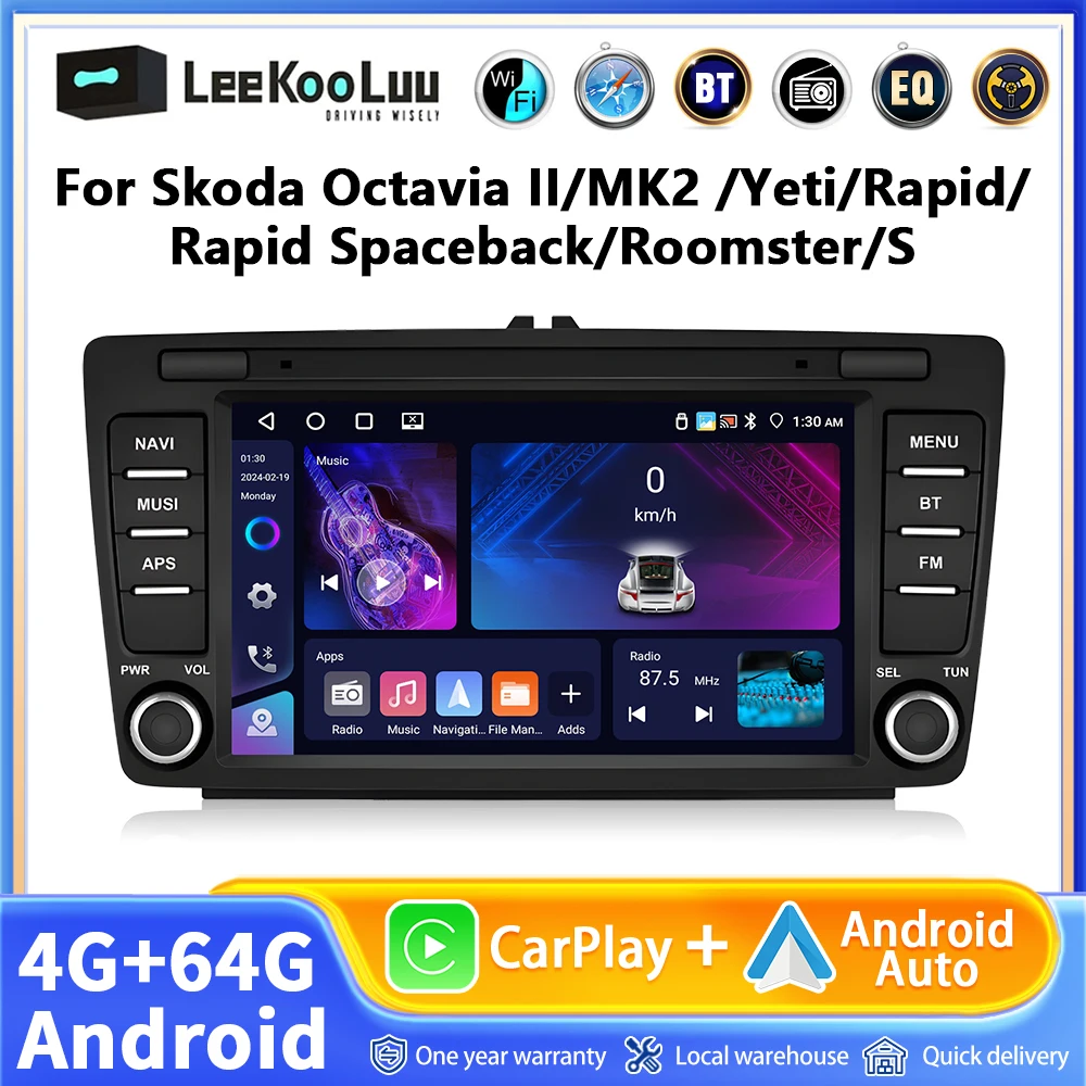 4 + 64G 8 zoll Drahtlose Carplay Android Auto Für Skoda Octavia 2 A5 2004-2013 auto Radio CarPlay GPS Navigation WIFI RDS Stereo