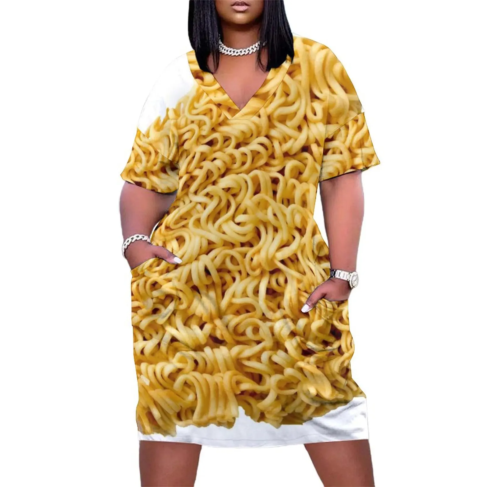 RAMEN NOODLES Loose Pocket Dress ladies dresses for special occasions birthday dress for women