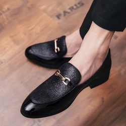 Fashion Men Rhinestones Club Wedding Loafers Moccasins Men's Casual Shoes Suede Leather Mens Light Comfortable Driving Flats