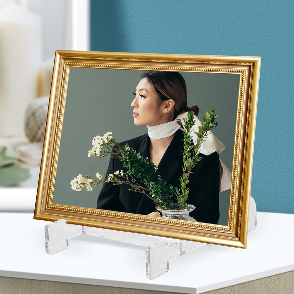 

10 Pcs Clear Plastic Display St Easel Adjustable Desktop Plate Rack Photo Frame Holder Small Size Multi Functional Storage