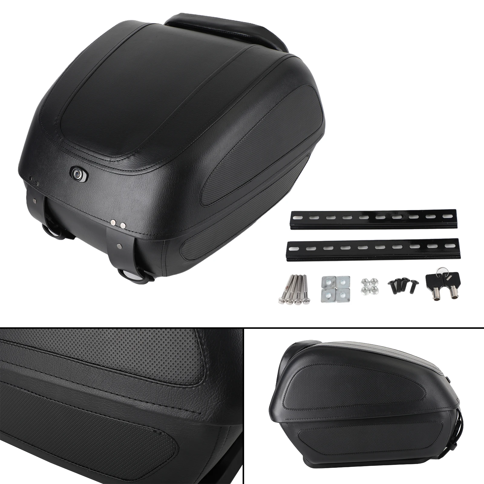 Areyourshop Motorcycle Top Box Motorbike/Bike Luggage/Helmet Back Storage w/Plate & Keys