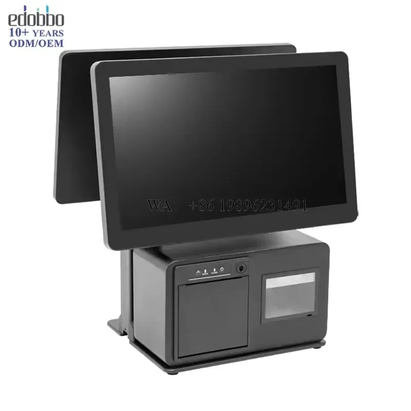 Edobbo EDA151 Simple Stand Dual-Screen POS Payment System Built-in Speaker Scanner Optional MSR BOE LCD Rich Interfaces
