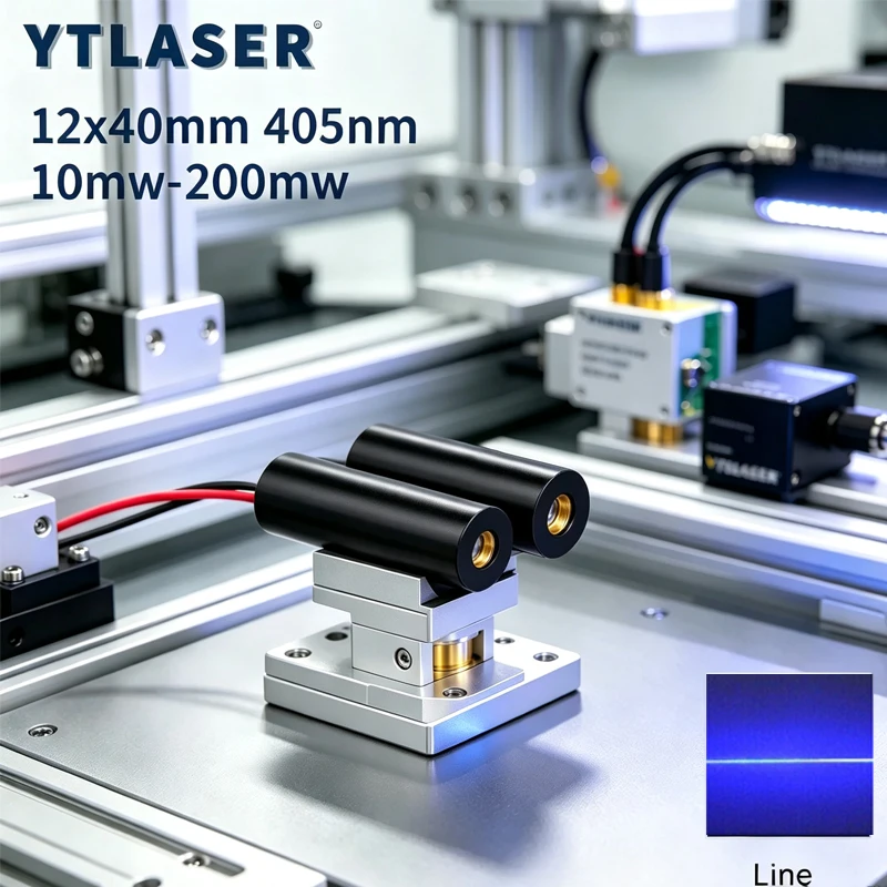 Glass Lens 12/24V DC Input 10mW 50mw 80mw 100mw 150mw 200mw 405nm Blue Line Laser Diode Module D12x40mm Industrial Grade
