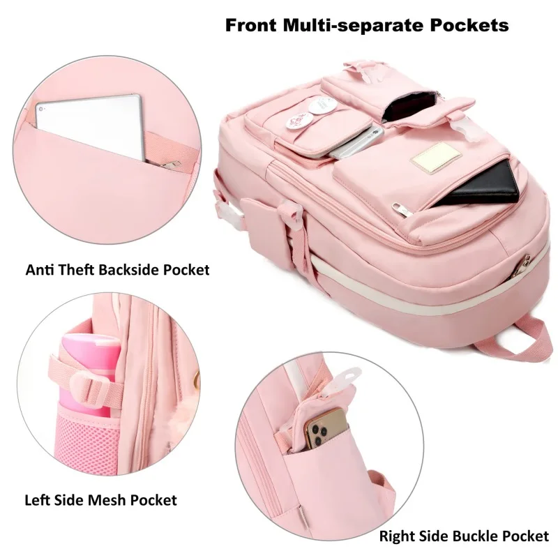 2023 School Bags For Girls Women Large Capacity Lightweight Waterproof Multi-Pockets Backpack College Student Fashion Laptop Bag