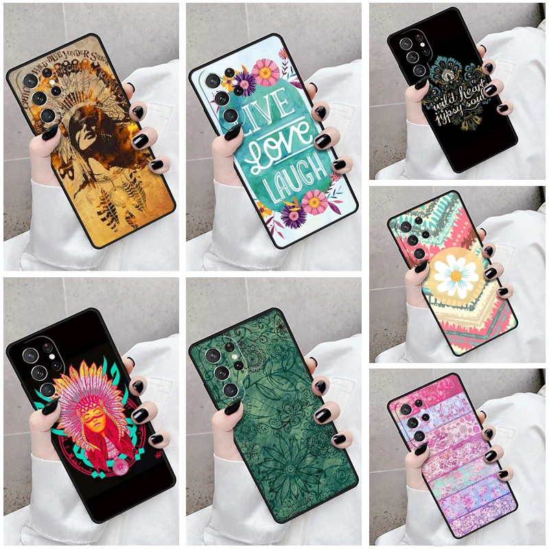 Phone Case For Samsung Galaxy S24 S23 S21fe S22 Ultra Plus Note 10 20 S8 S9 S10 Cover Boho Gypsy Bohemian