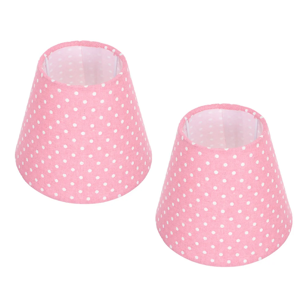 

2pcs Creative Lamp Shade 16Cm Fabric Bell Cover 4Cm E27 Dots Pattern Cloth Light Cover For Bedroom Living Room Modern Table