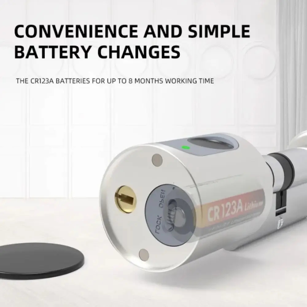 Compact Design Electronic Lock Black Color Cylinder Type Bluetooth Door Lock Fingerprint Technology Bluetooth Connectivity