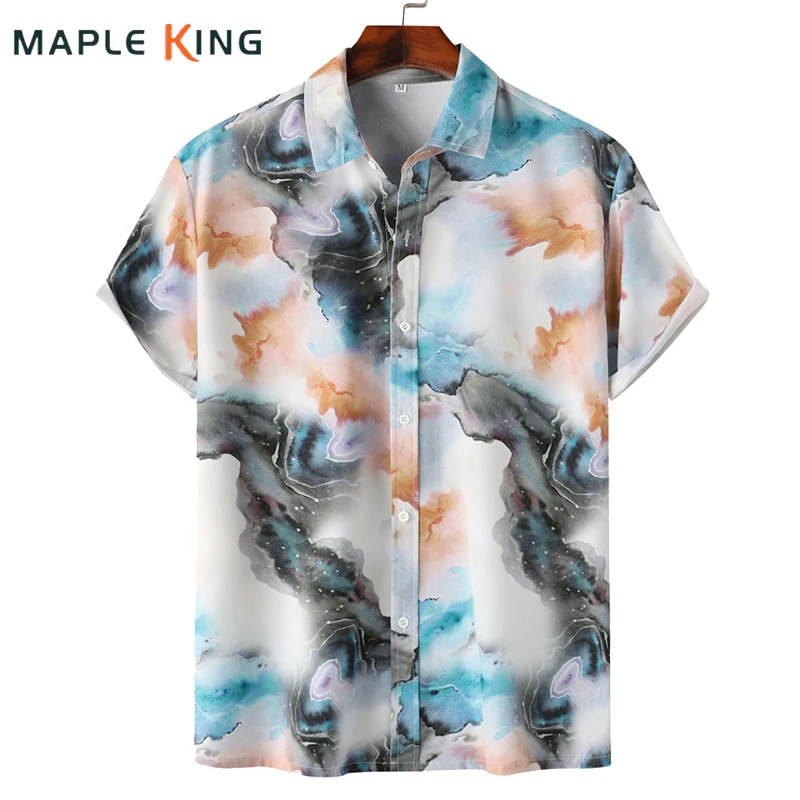 

Mens Shirts Blusas Estampadas Cardigan Streetwear 2024 Trend Summer Short Sleeve Elegant Printed Holiday Beach Shirt Men Tops