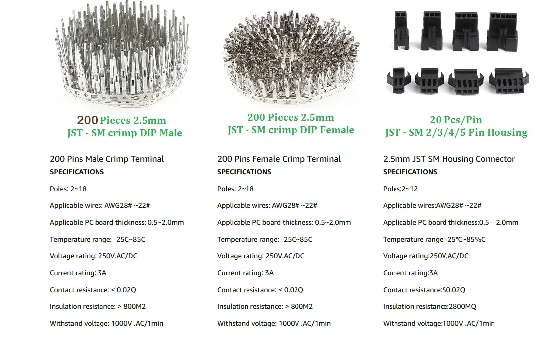 560-teiliges SM2.54 Kit 2,54mm Rastermaß JST SM Steckverbinder Crimpzange 2 3 4 5 Pin Stecker/Buchse Gehäuse Steckverbinder Sortiment Set – Detail 4