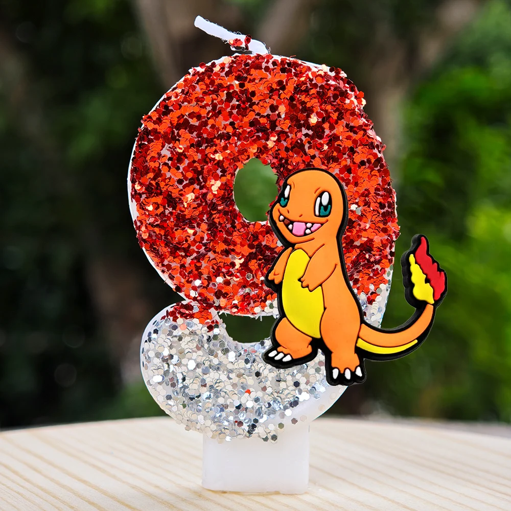 Pokemon Kaars Nummer 0-9 Voetbal Kaars Pikachu Taart Decoratie Jongen Verjaardagsfeestje voor Kinderen Baby Douche Decor Gift