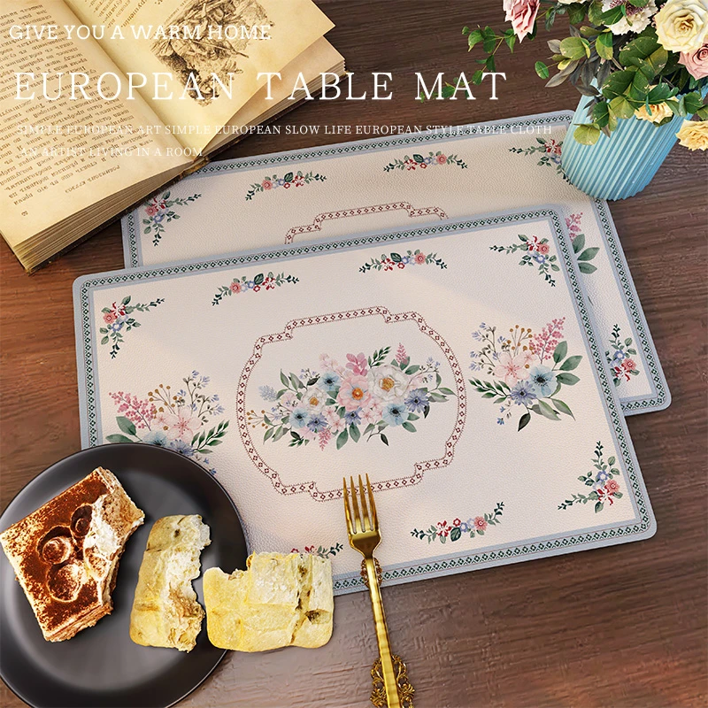 

European Leather Placemats Light Luxury Table Decor Mats Waterproof Anti-scalding Delicate Classical Home Dining Mats Coaster