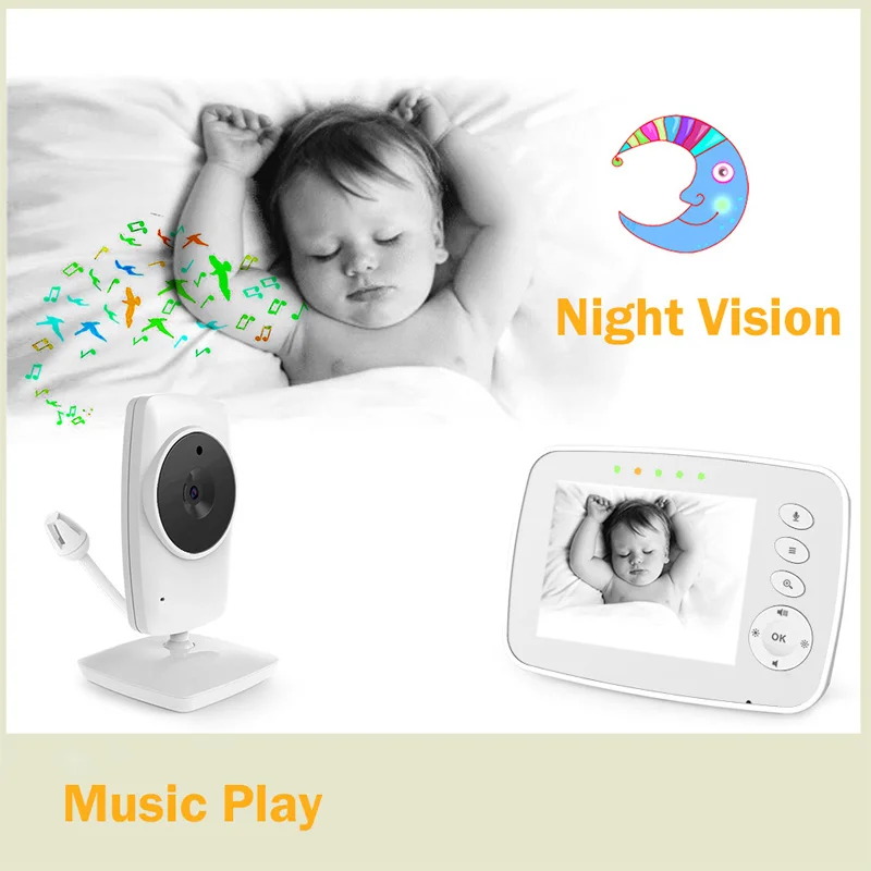 Two-way Voice Intercom 3.2 Inch Wireless Baby Monitor Room Temperature Monitoring Infrared Night Vision Lullaby PlayingCaregiver