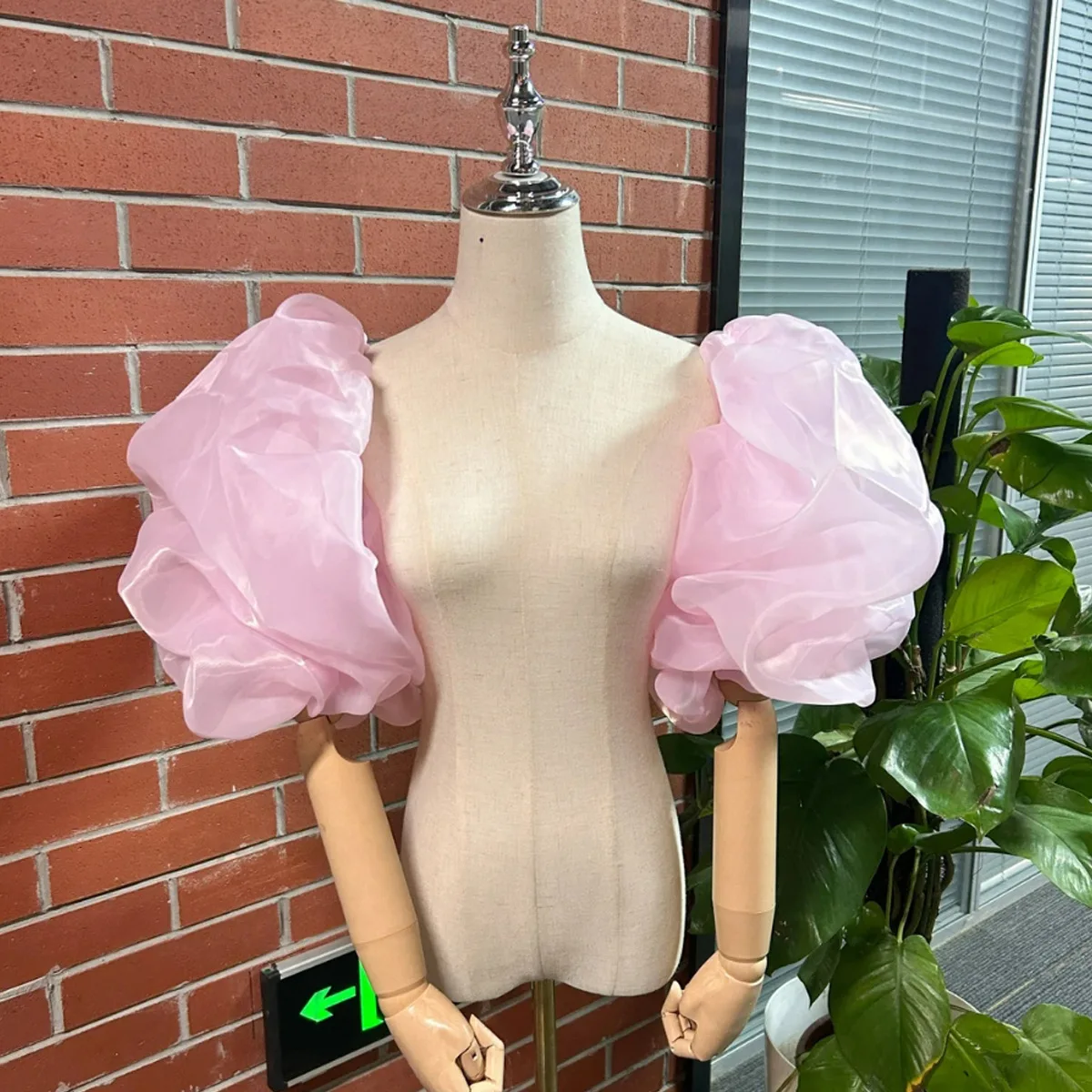 Vestido de noiva com mangas de organza e mangas sino, acessórios para vestido de noite feminino