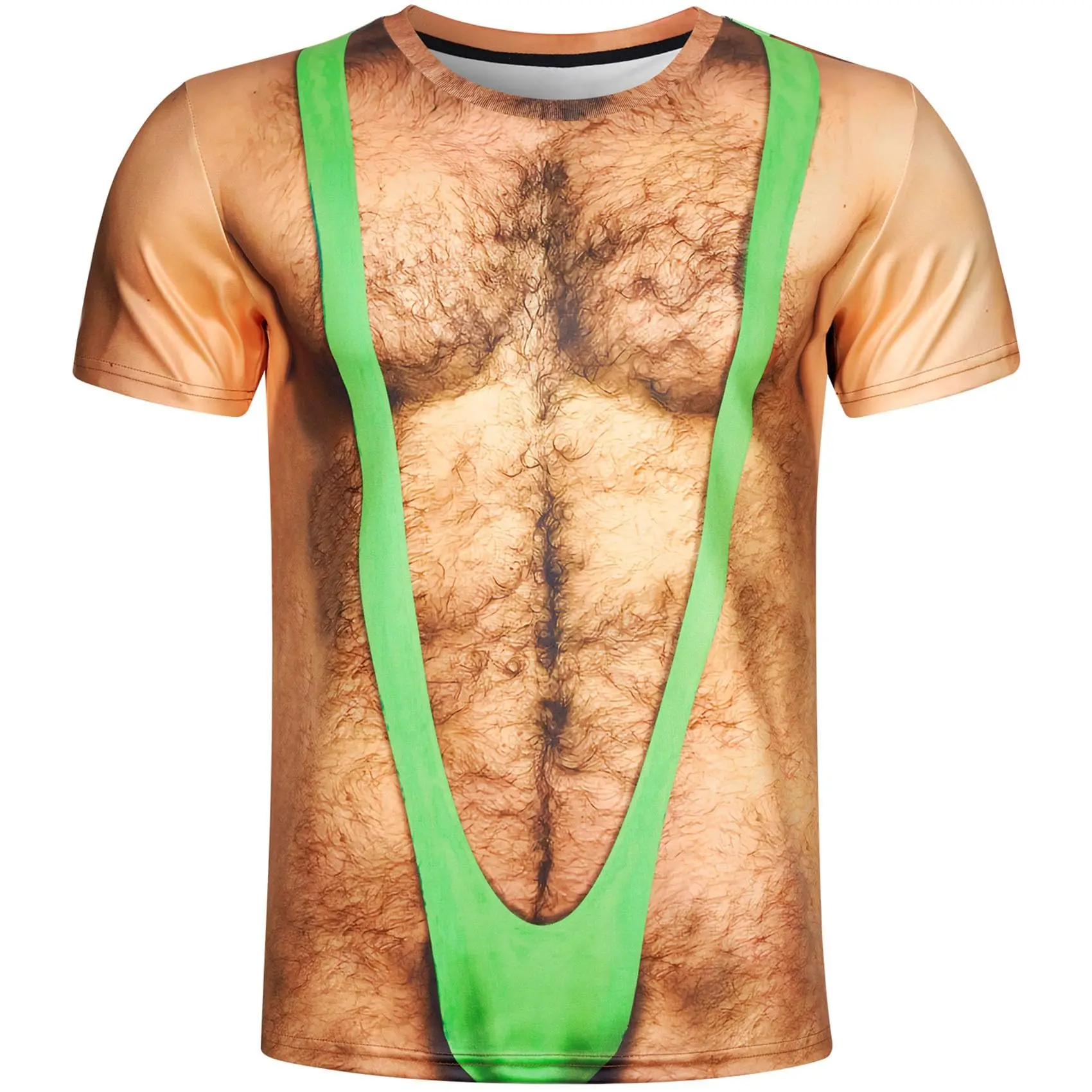 Neuheit 3D-Illusion Fake Body Print T-Shirt Lustiger Haariger Brustmuskeln-Anzug Grafisches Kurzarm-Unisex-Oberteil für Urlaub, Party und Freizeit – Detail 6