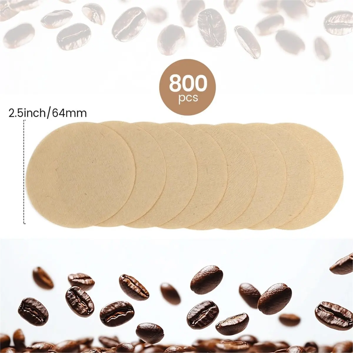 

800Count Unbleached Coffee Filter Paper for Coffee and Espresso Makers,2.5" Round Coffee Maker Filters