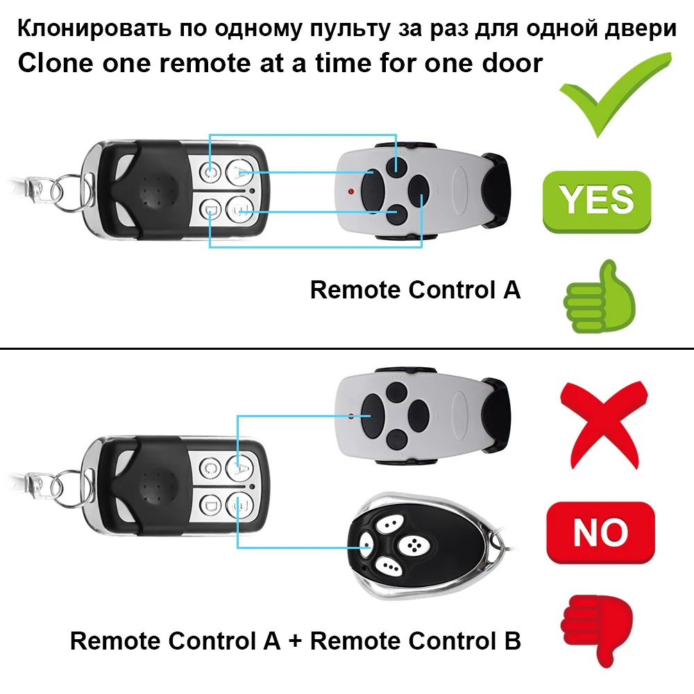 Imagem -02 - Porta de Controle Remoto 433 Mhz Duplicador para Algum Código Rolamento Todo o Código Fixo 433.92mhz Chaveiro para Barreira Smg020m Mais Novo