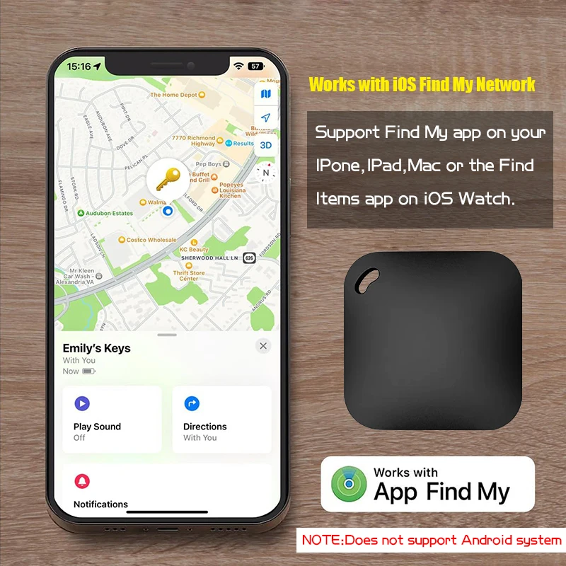 Smart Bluetooth GPS Tracker Works with iOS Find My APP Tag Anti Lost Reminder Device MFI Rated Locator Car Key Pet Kids Finder