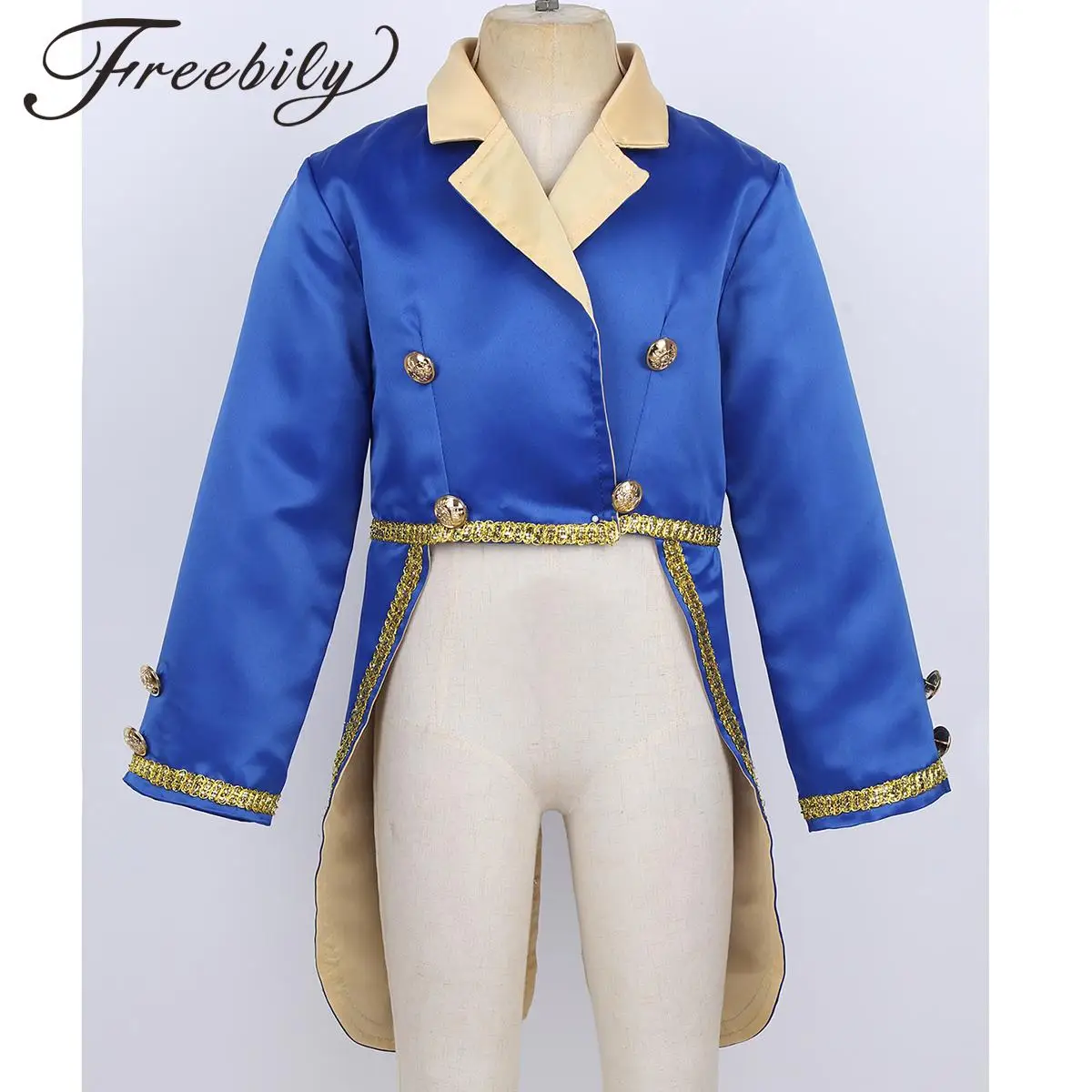 freebily Baby Boys Prince Costume Turn-Down Collar Tuxedo Jacket Kids Toddlers Halloween Cosplay Birthday Theme Party Tailcoat