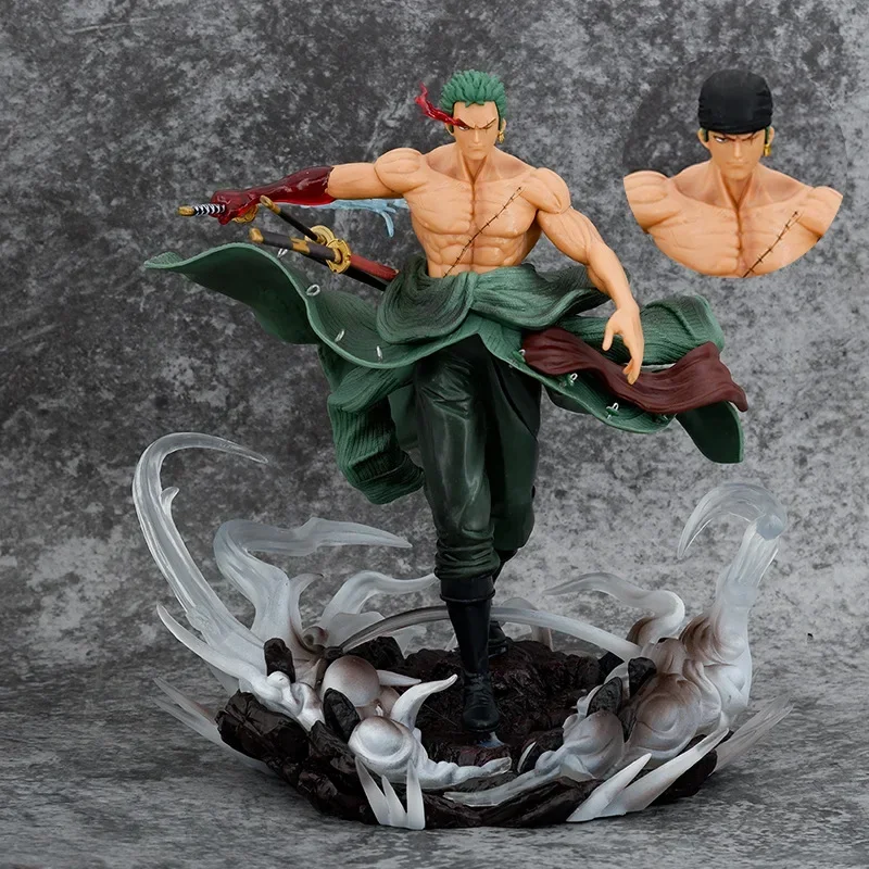 38cm One Piece Anime Figure Roronoa Zoro Action PVC Anime Figurine Model Decoration Collection Cartoon DIY Kids Toys Gift