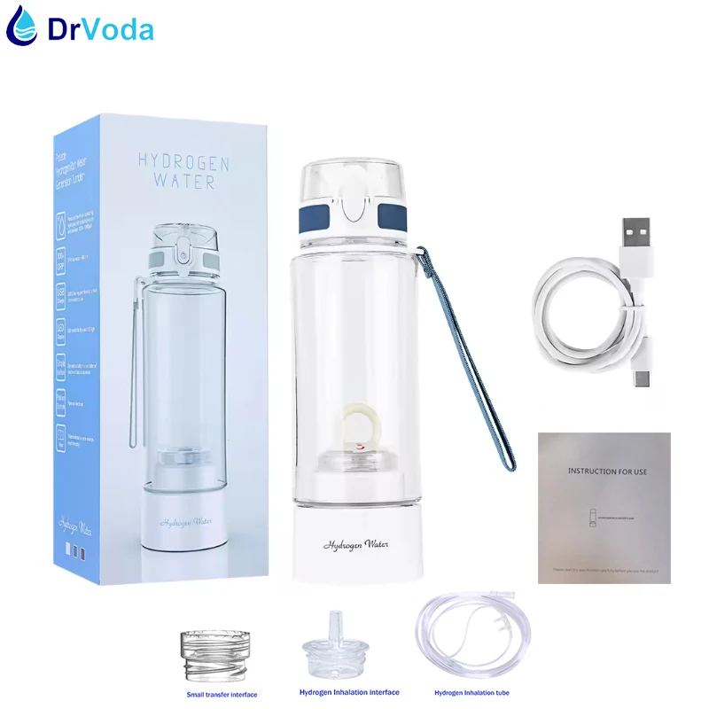 Inhalable Hydrogen Water Bottle Flip-Top 14oz SPE PEM Hydrogen Ionizer Water Bottle Korea technology