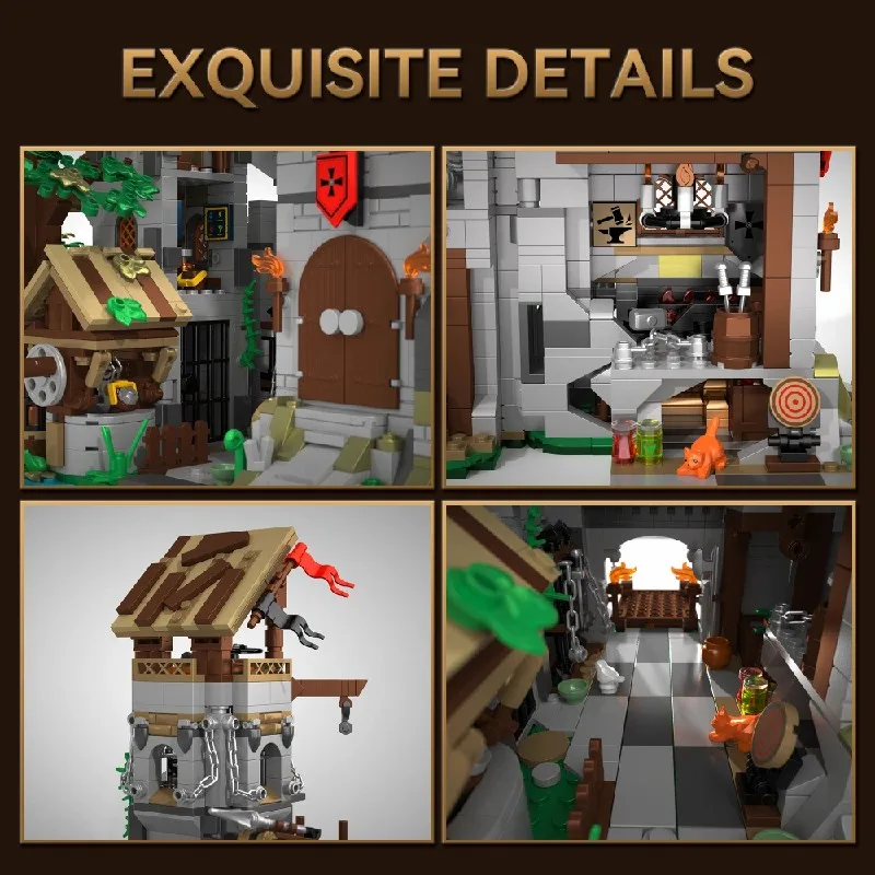 2568 قطعة مجموعات مباني منزل قلعة الفارس ، متجر شقة المدينة العمارة وحدات المباني كتل أطقم منمذجة ، هدية