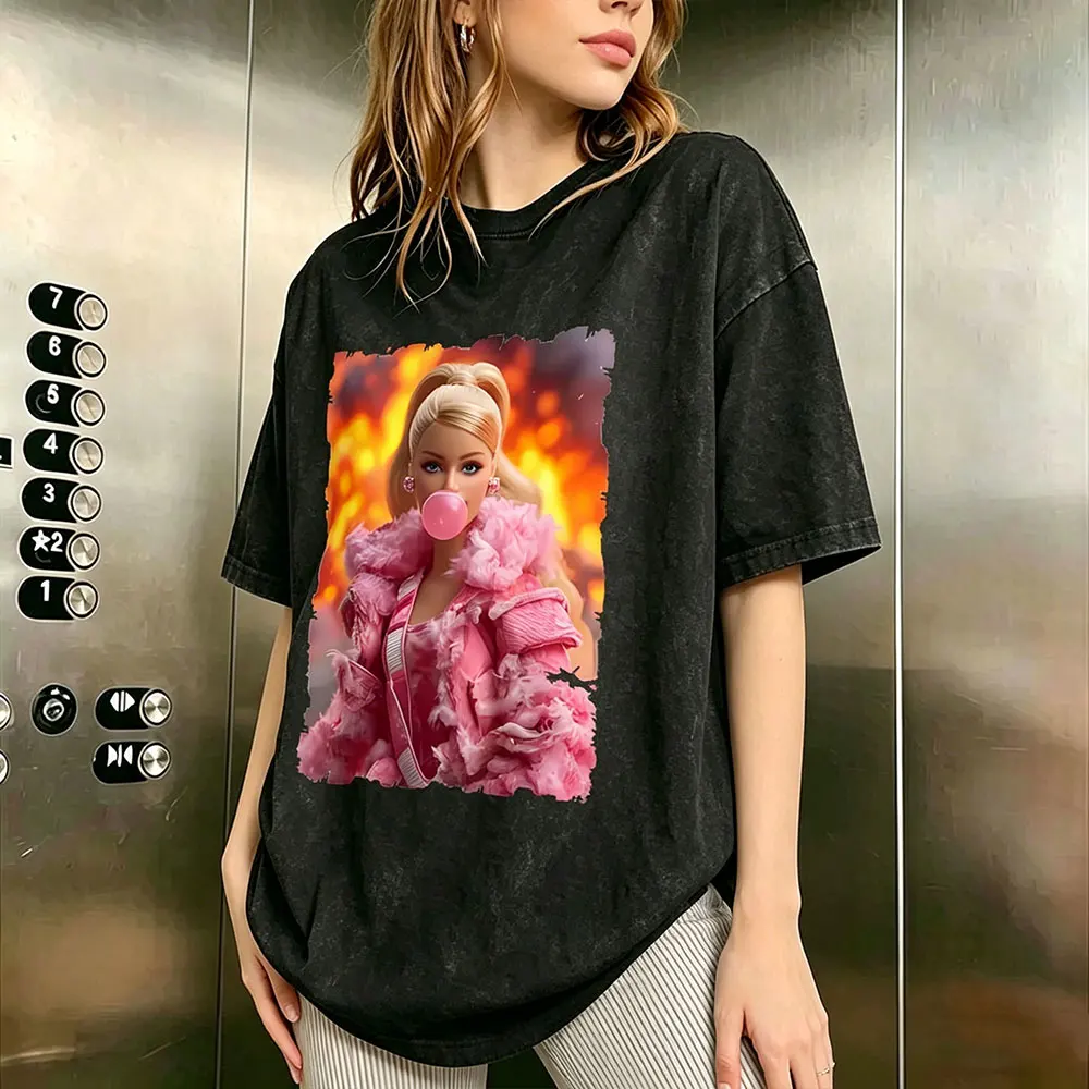 Washed Vintage Disgusting Doll Funny Emoji Graphic T-shirt Men Women Casual High Quality T Shirt Unisex Humor Oversized T-shirts