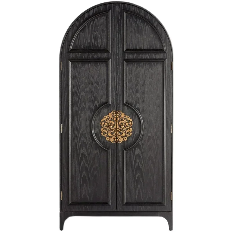 

Country Antique Solid Wood Wardrobe Light Luxury Bedroom Storage Locker Sideboard Wine Cabinet Integrated