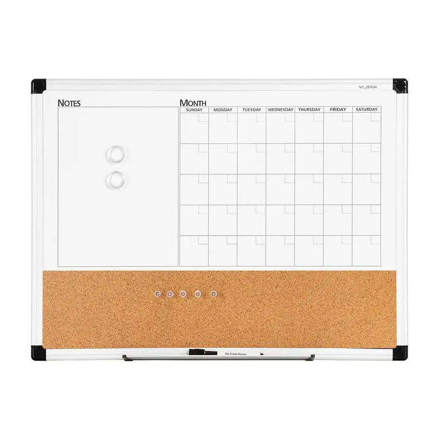 

Многоразовая доска-календарь для ежемесячного планирования, 18 x 24 дюйма, с серебристой алюминиевой рамкой