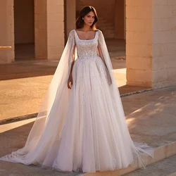 Eightree Elegant A-Line Wedding Dresses Sleeveless Glitter Sequines Bridal Dress Boho Beach Wedding Prom Ball Gowns Customized