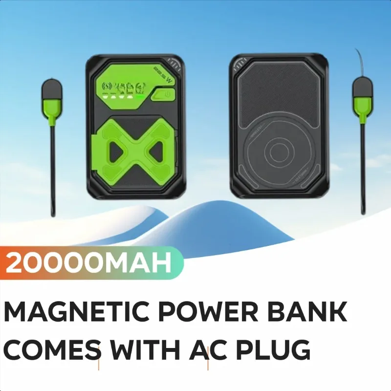 

Magnetic Power Bank Comes with AC Plug 20000mAh Large Capacity Fast Charging with Small Bracket