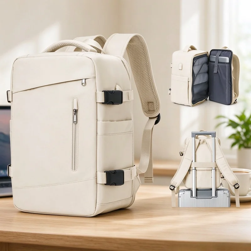 40×20×25cm Cabin Carry-On Laptop Backpack Large Capacity Rucksack Air Travel Weekend Trip Bag