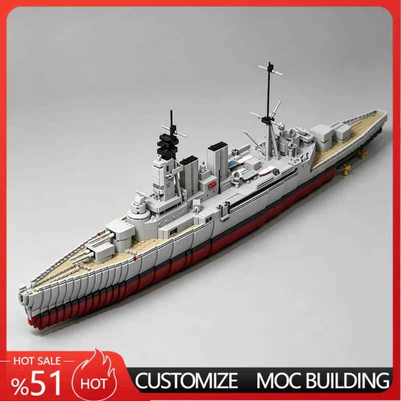 4186PCS Hood Battlecruiser Model Customize Creative Building Block Assembly Educational Warship Ship Collectible Display Toy Set
