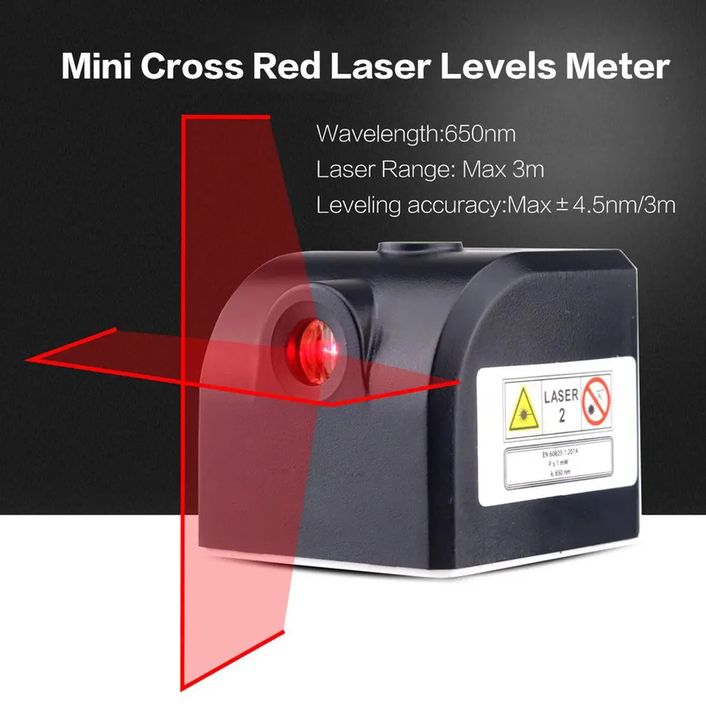 Portable Mini Cross Red Laser Levels Meter 2 Line 1 Point 650nm Leveling Instrument With LED Indicator Magnet Fixation