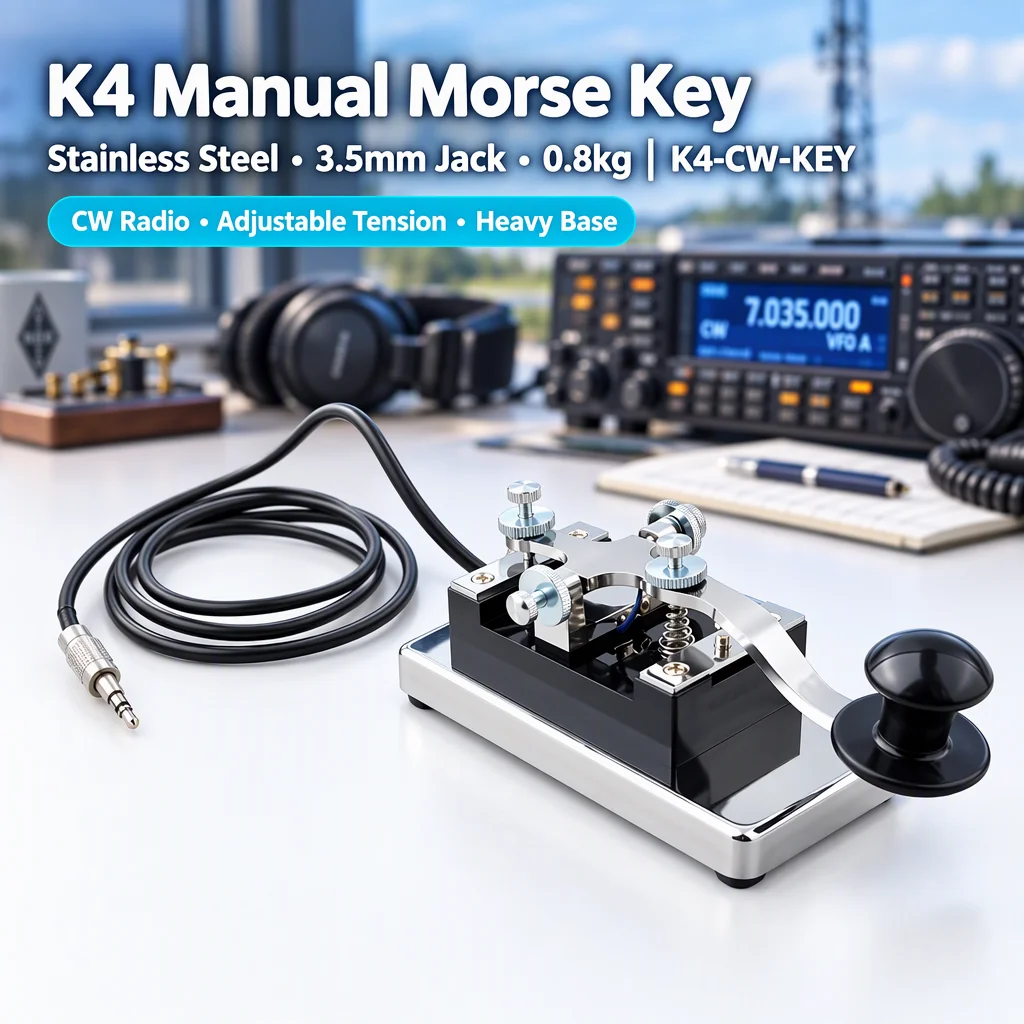 Stainless Steel K4 Manual Telegraph Key For Morse For Code Practice For Cw Radio Communication Desktop Station Tool