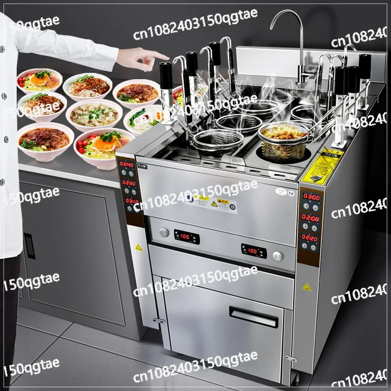 Commercial Restaurant Kitchen Cooking Equipment Noodle Cooker Pasta Boiler Electric Auto-lift Pasta Cooker with 6 Baskets