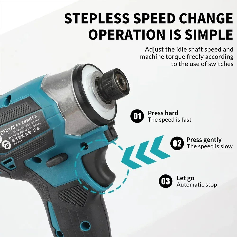 

100% Makita DTD173 18V Brushless Impact Driver Lithium Cordless Electric Drill Power Tool Multifunction Household Tool