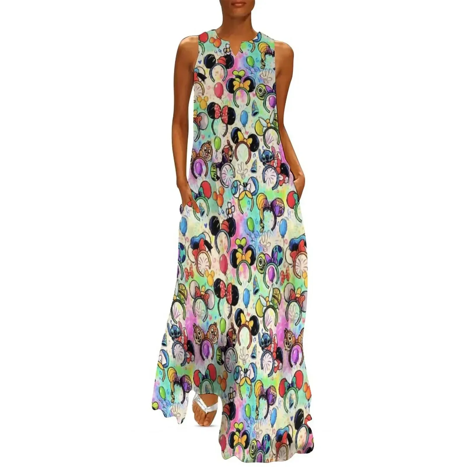 

Vacation Character Mouse Ears Long Dress women's fashion dresses evening dresses women Dress vintage evening dress ladies