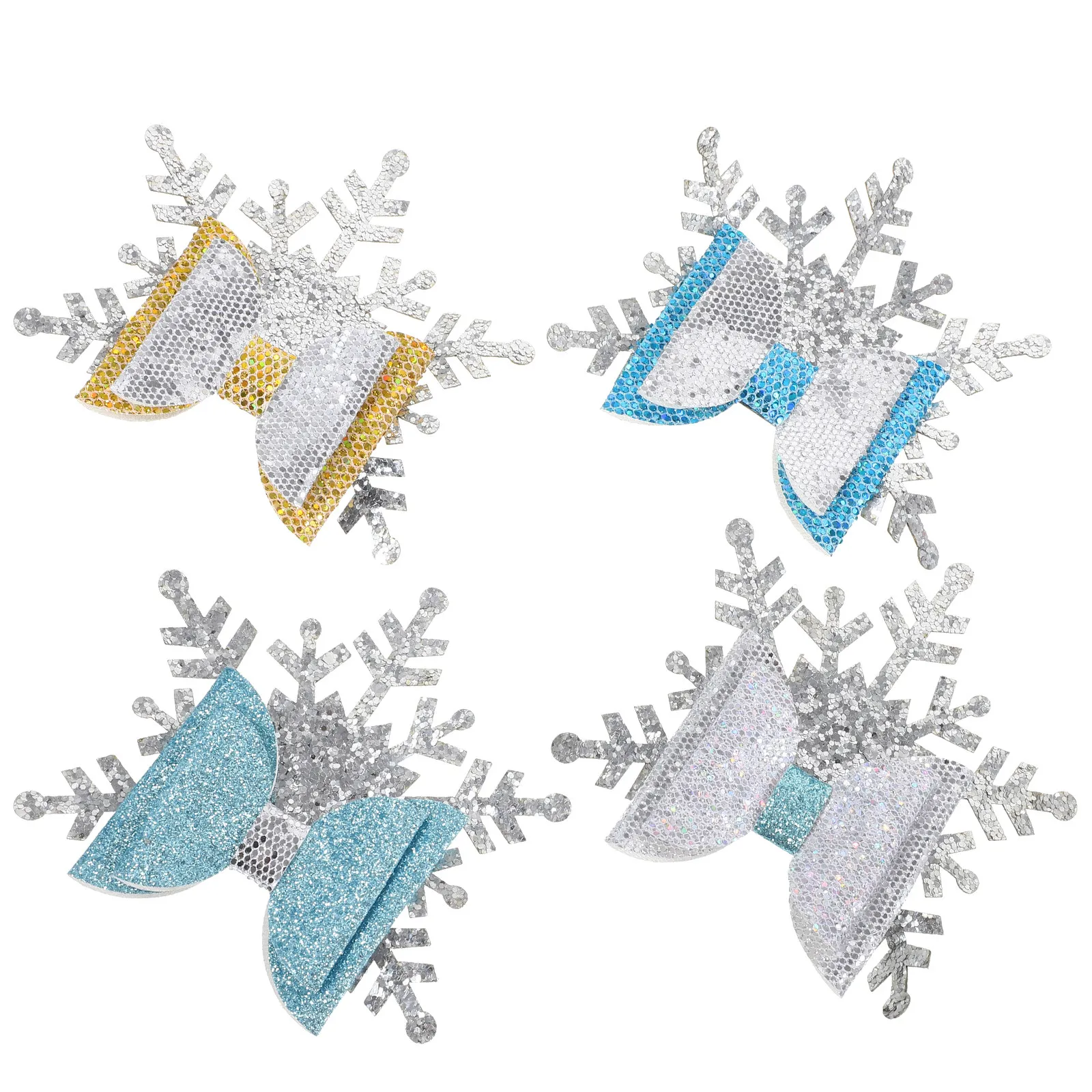 

Набор из 4 рождественских заколок для волос: бантики и снежинки, модные праздничные аксессуары