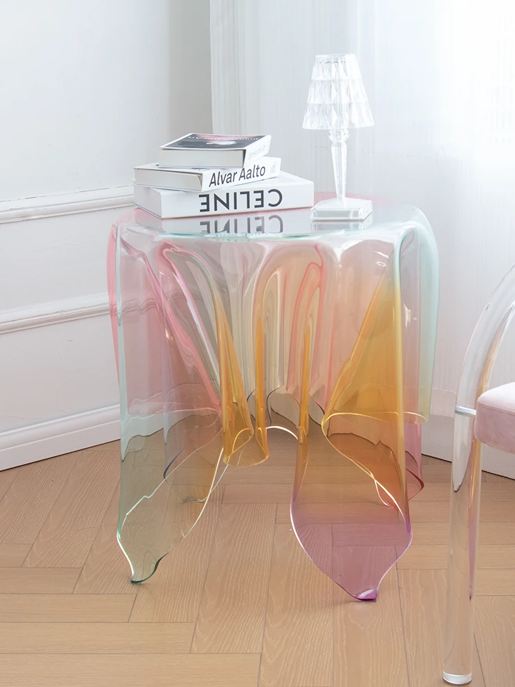 Nordic Transparent Acrylic Coffee Table Designer Bedside Table Modern Home Furniture Sofa Side Table Living Room Auxiliary Table