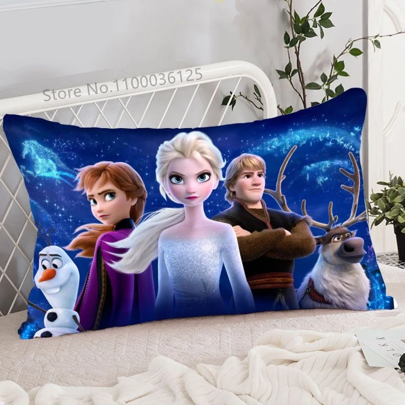 Disney-funda de almohada decorativa para niñas, cubierta de cojín con dibujos animados de Frozen, Elsa, Anna, 40x65 cm, regalo para niños