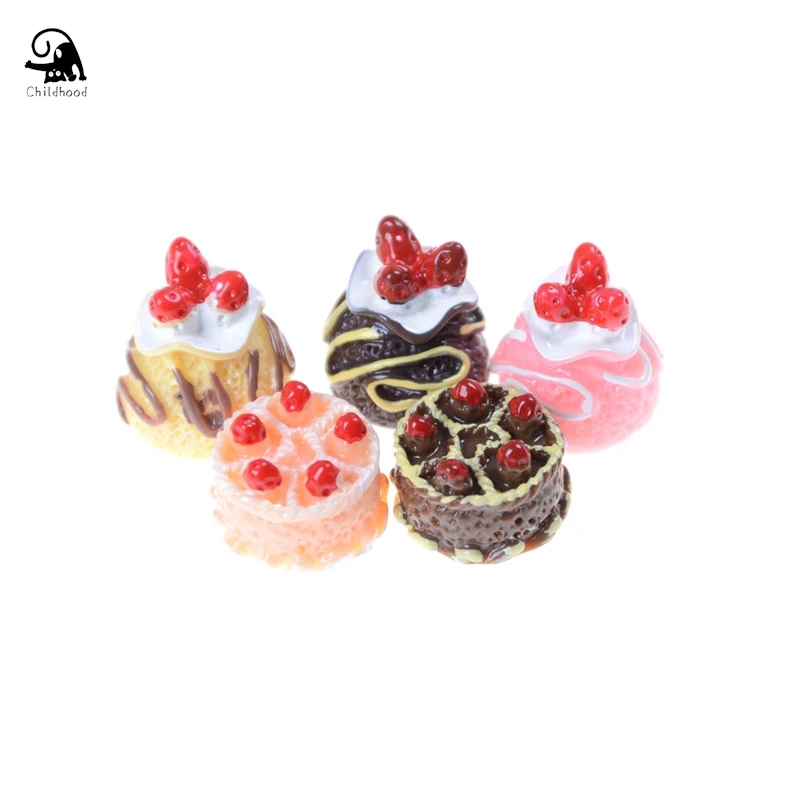 Mini Dessert saupoudrer Cake Stand, 3D Miniature Food, DIY Craft for Races House, Fruit Escaland Mini Cake Butter Kitchen Toy, Hot Sale, 1/5Pcs