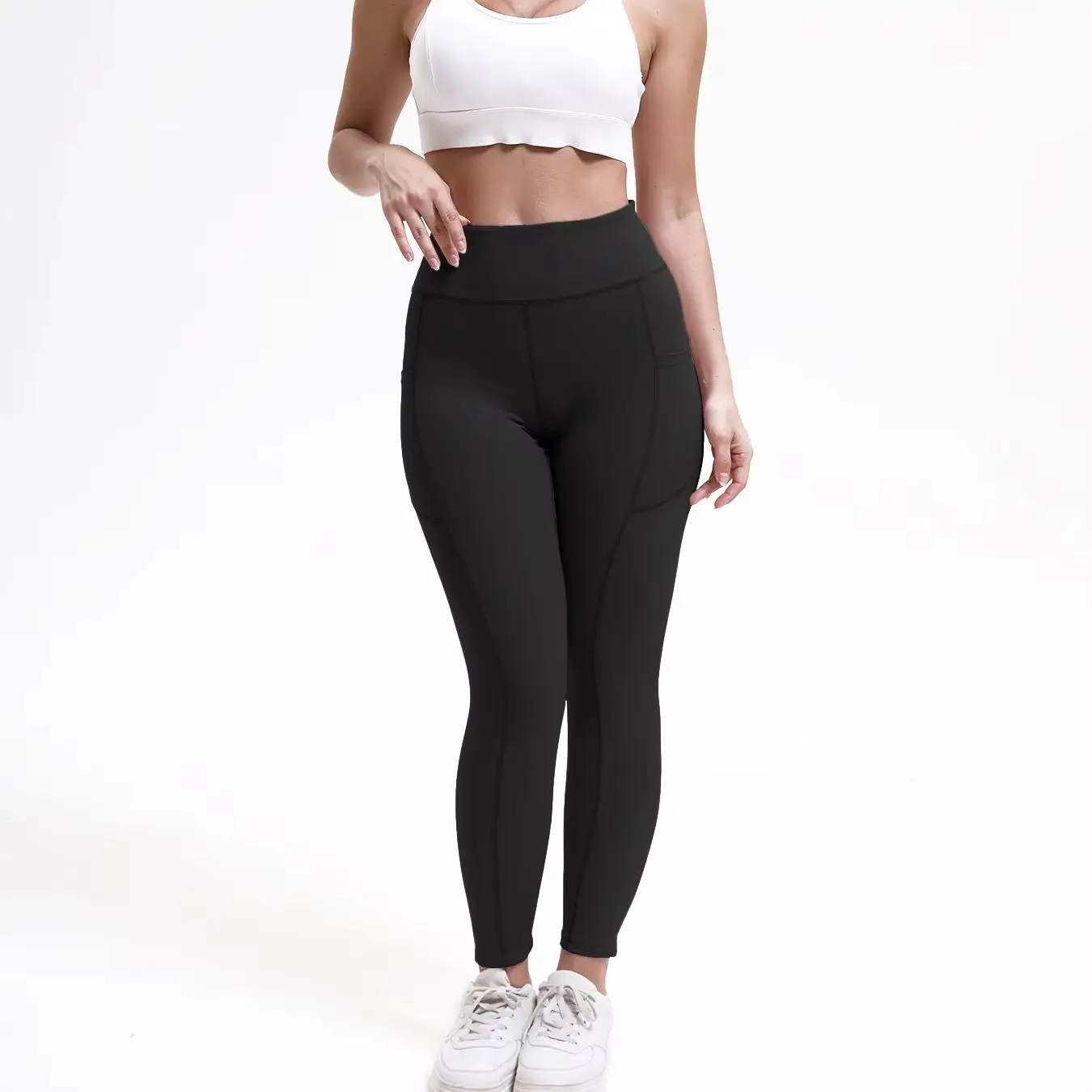 Women's High Waist Yoga Leggings with Pockets, Tummy Control Workout Pants, Butt Lifting Sports Tights for Gym Running