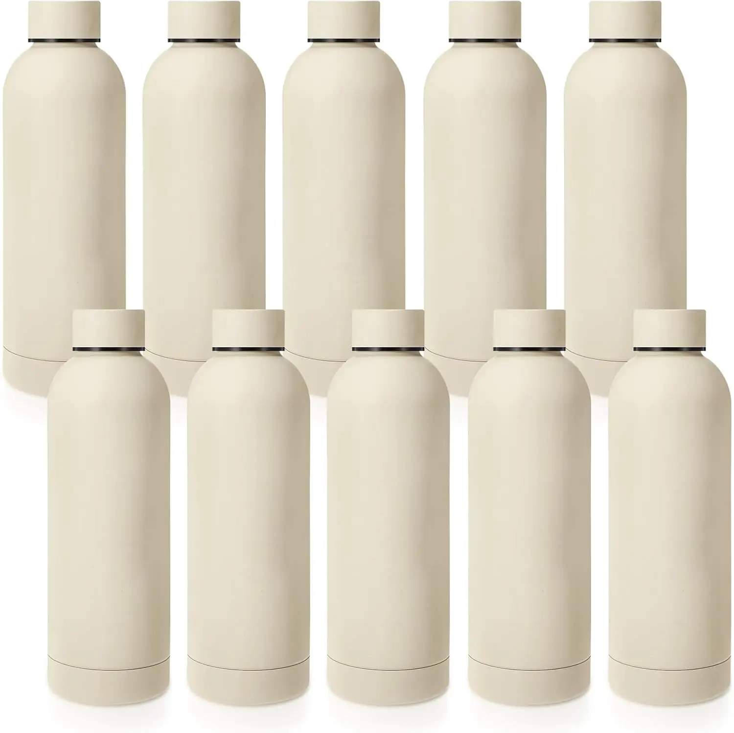 10 Pcs Stainless Steel Water Bottle Bulk, Double Layer Vacuum Insulated, Leakproof Lid, 17 oz Sport Flask