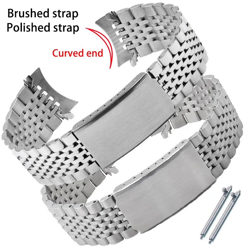 Solid Stainless Steel Straps for Seiko Diving for Rolex Watch Band Folding Buckle Brushed Polished Business 18/20/22mm Bracelets